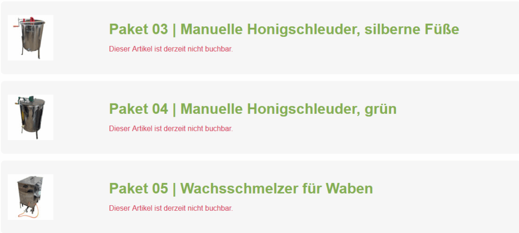 Artikel nicht buchbar